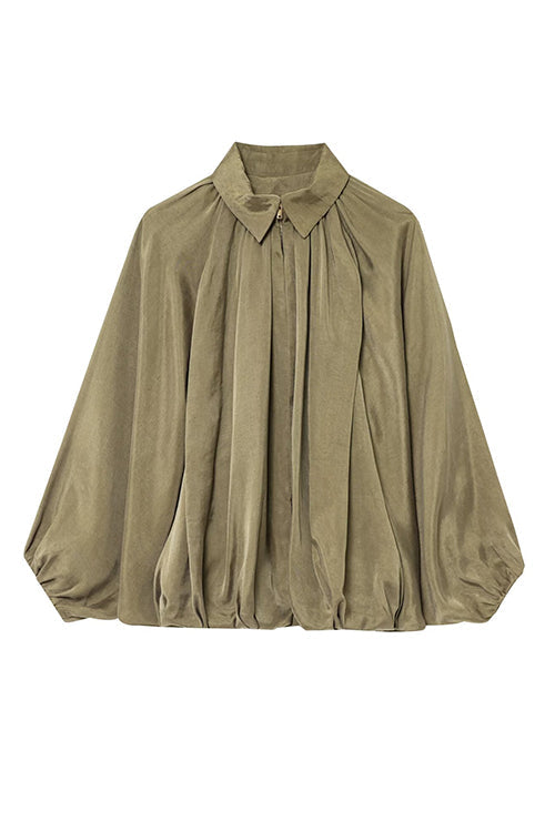Rebadress Lapel Batwing Sleeves Zip Up Bomber Jacket