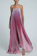 Rebadress Strapless Tube Gradient Ombre Satin Maxi Party Dress