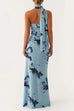 Rebadress Strapless Tube Floral Print Bodycon Maxi Dress
