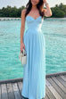 Rebadress Strapless V Neck Corset Pleated Maxi Dress