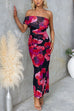 Off Shoulder Floral Print Bodycon Maxi Dress
