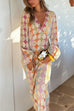 Rebadress V Neck Lantern Sleeves Geometric Print Maxi Dress