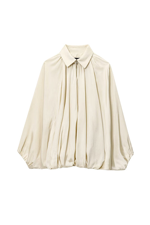 Rebadress Lapel Batwing Sleeves Zip Up Bomber Jacket