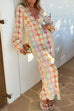 Rebadress V Neck Lantern Sleeves Geometric Print Maxi Dress