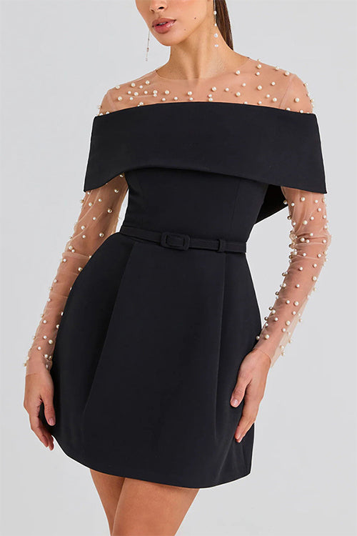 Rebadress Off Shoulder Waisted A-line Mini Dress