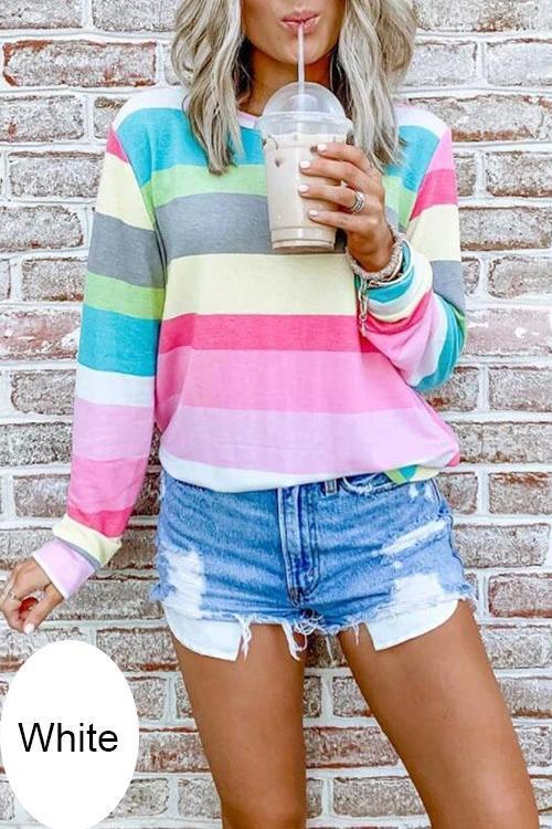 Rebadress Customized Striped Long Sleeves Pullover Top