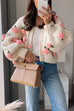Rebadress Button Down Flower Applique Sweater Cardigan