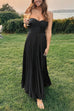 Strapless Twist Front Pleated Swing Maxi Dress