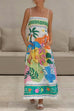 Rebadress Spaghetti Strap High Waist Tropic Print Maxi Holiday Dress