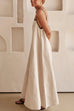 Rebadress Adjustable Strap Backless Cotton Linen Maxi Dress