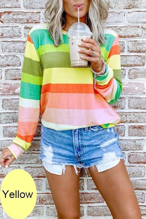Rebadress Customized Striped Long Sleeves Pullover Top