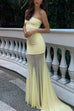 Rebadress Strapless Tube Flare Mesh Maxi Party Dress