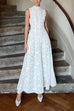Rebadress Mockneck Sleeveless A-line Lace Maxi Dress