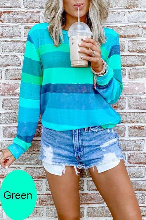 Rebadress Customized Striped Long Sleeves Pullover Top