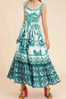 Rebadress V Neck Waisted Floral Print Swing Maxi Cami Dress