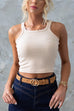 Rebadress Stretchy Ribbed Knit Crop Cami Top