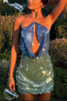 Rebadress Halter Cut Out Open Back Sequin Mini Dress