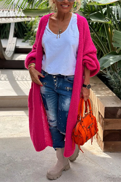 Rebadress Open Front Love and Peace Pattern Long Sweater Cardigan(in 5 Colors)