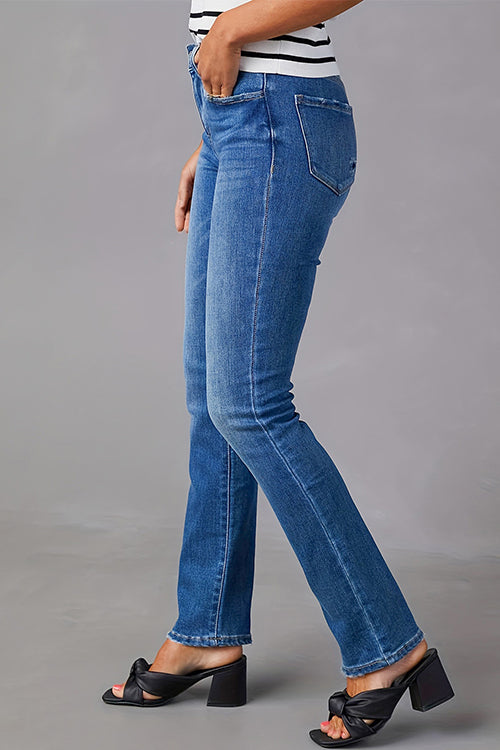 Rebadress High Waist Straight Leg Stretchy Denim Pants