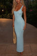 Rebadress U Neck Sleeveless Sequin Bodycon Maxi Dress