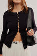 Rebadress Button Down Long Sleeves Ribbed Knit Top
