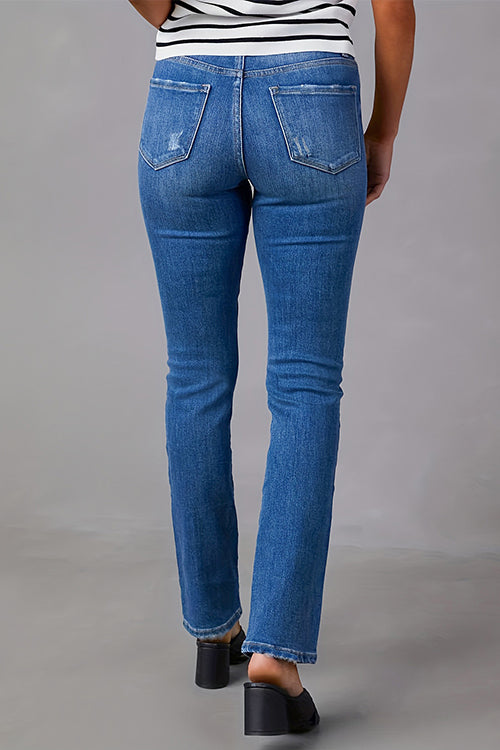Rebadress High Waist Straight Leg Stretchy Denim Pants