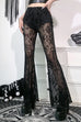 Rebadress Elastic Waist Bell Bottomed Mesh Lace Pants