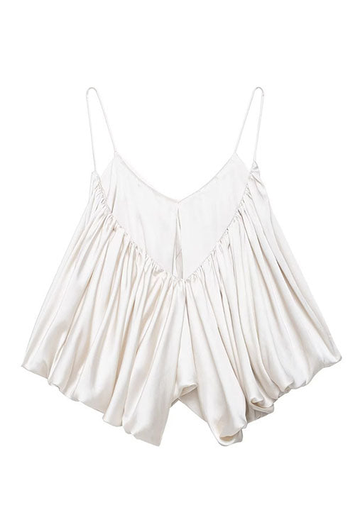 Rebadress Spaghetti Strap Draped Satin Top