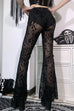 Rebadress Elastic Waist Bell Bottomed Mesh Lace Pants