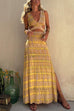 Rebadress V Neck Cut Out Side Split Tie Dye Maxi Dress