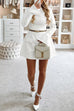 Rebadress Mockneck Long Sleeves Waisted Mini Dress