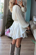 Rebadress Lantern Long Sleeves Waisted Ruffle Mini Dress