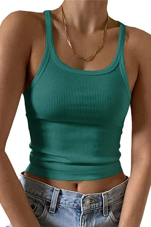 Rebadress Stretchy Ribbed Knit Crop Cami Top