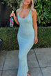 Rebadress U Neck Sleeveless Sequin Bodycon Maxi Dress