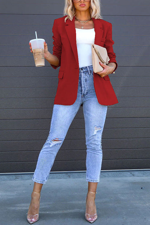 Rebadress Classic Single Button Back Slit Pocketed Blazer