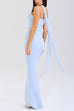 Rebadress Ruched Strapless Corset and Bodycon Maxi Skirt Set with Scarf