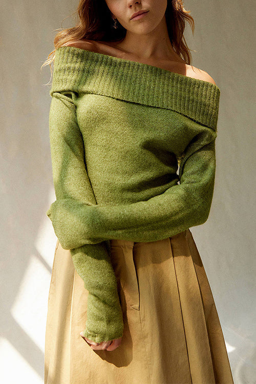 Rebadress Off Shoulder Long Sleeves Slim Fit Sweater