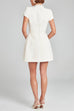 Rebadress Mockneck Pearl Trim Waisted Tweed Mini Dress