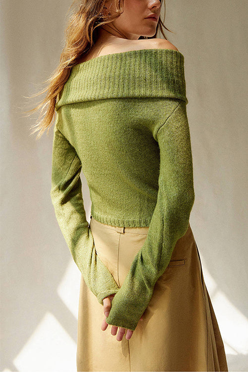 Rebadress Off Shoulder Long Sleeves Slim Fit Sweater