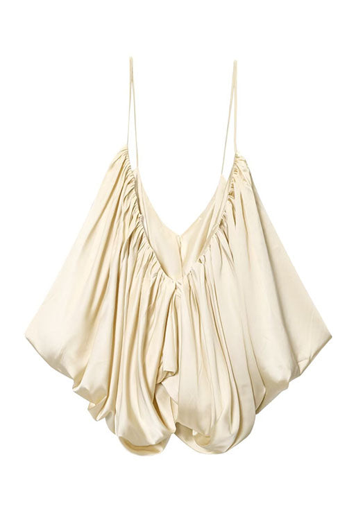 Rebadress Spaghetti Strap Draped Satin Top