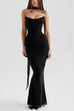 Rebadress Ruched Strapless Corset and Bodycon Maxi Skirt Set with Scarf