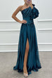 Rebadress One Shoulder Waisted Slit Printed Maxi Dress