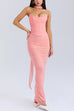 Rebadress Ruched Strapless Corset and Bodycon Maxi Skirt Set with Scarf