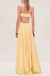 Rebadress Spaghetti Strap Back Cut Out Pleated Maxi Dress