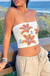 Rebadress Strapless Tube Floral Print Crop Top