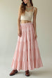Rebadress Smocked Elastic Waist Ruffle Tiered Maxi Skirt