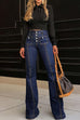 Rebadress Button Fly Bell Bottoms Denim Pants