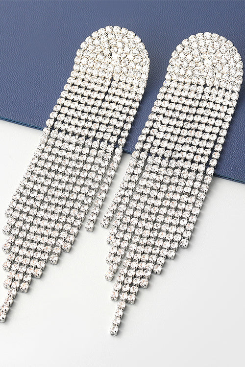 Rebadress Sparkly Luxury Rhinestone Dangle Tassel Earrings