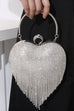 Rebadress Luxury Heart Shape Rhinestones Tassel Evening Handbag