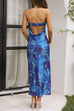 Rebadress Strapless Scooped Cowl Backless Floral Print Maxi Dress